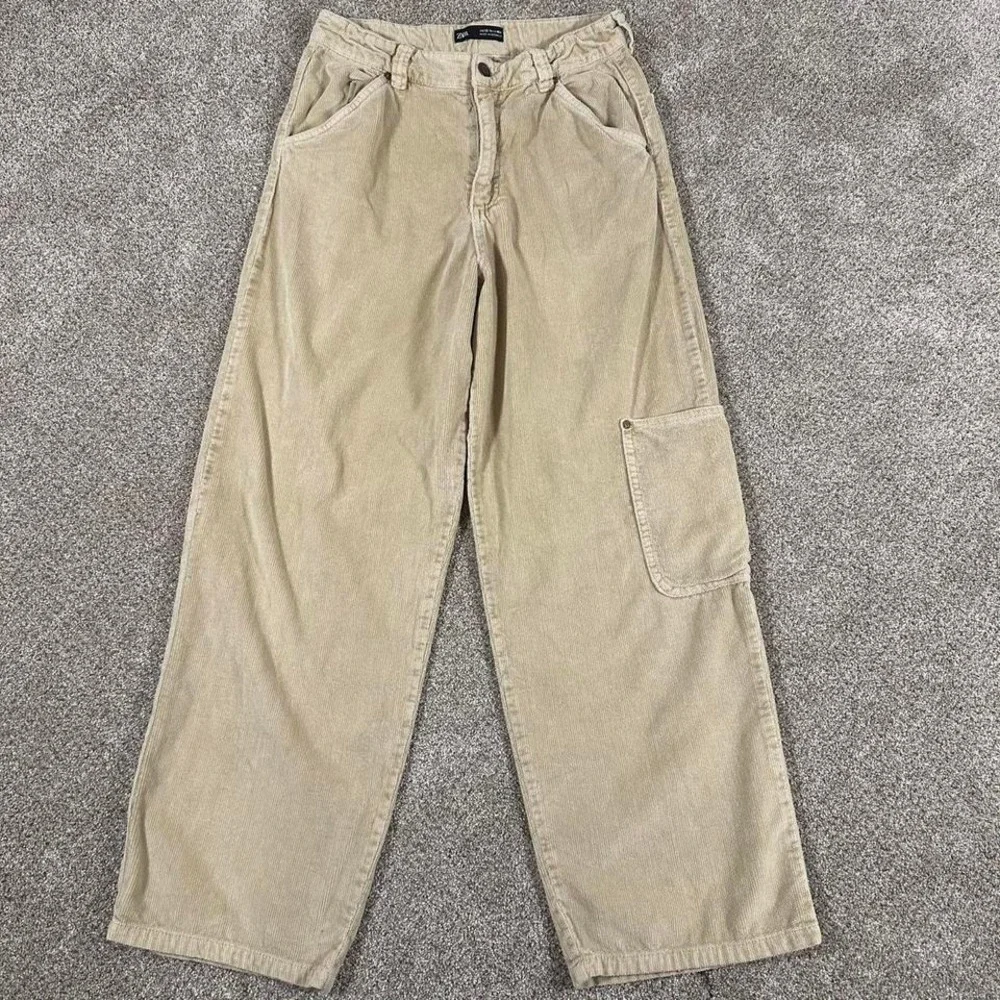 Zara baggy‎ corduroy tan trouser Size Girls 13-14
